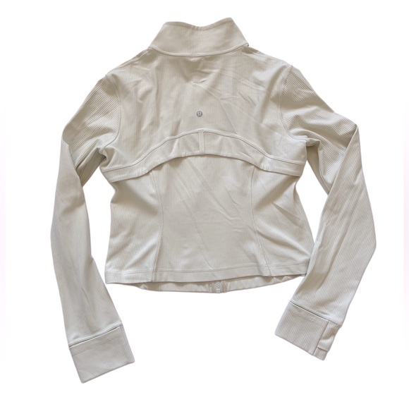 Lululemon Cropped Define Jacket zip up Ribbed Nulu Shine Off white 12 L - Picture 10 of 15
